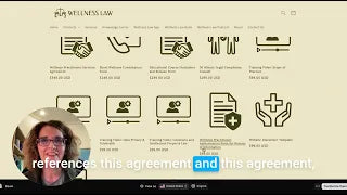 Load video: Watch Barbara Zabawa walk through the different legal templates to help you determine which products are best for your wellness business.